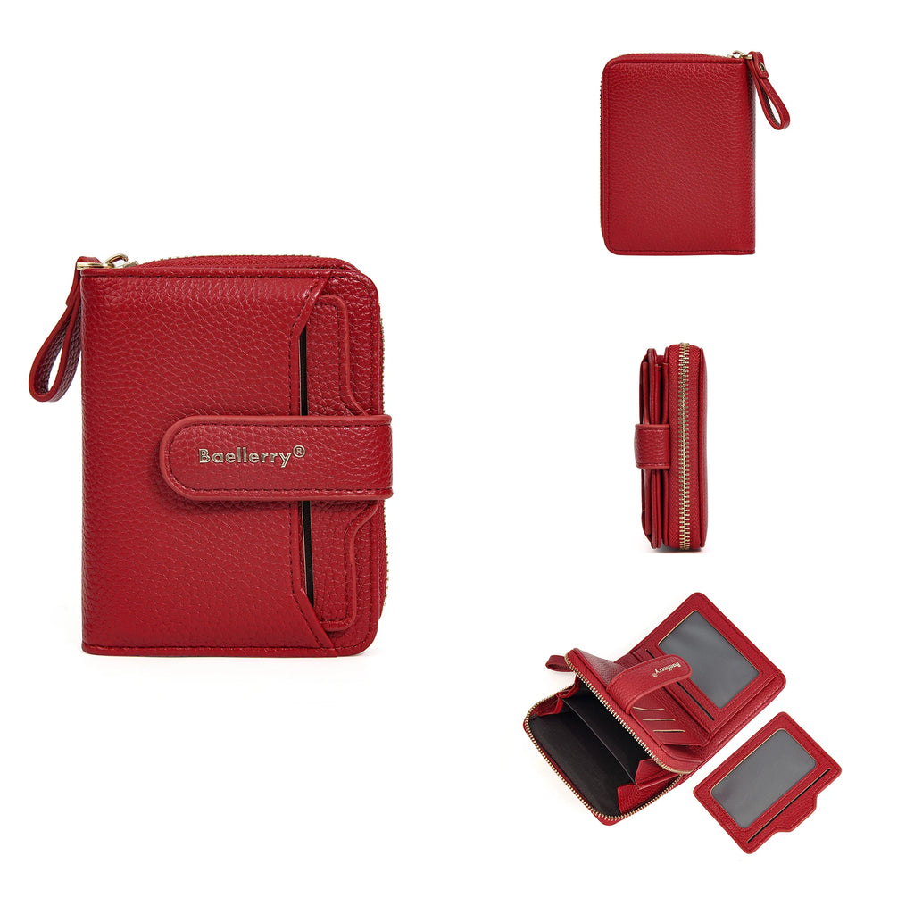 Portefeuille femme compact zippé en cuir PU RFID avec porte-cartes et poche monnaie — photo 9