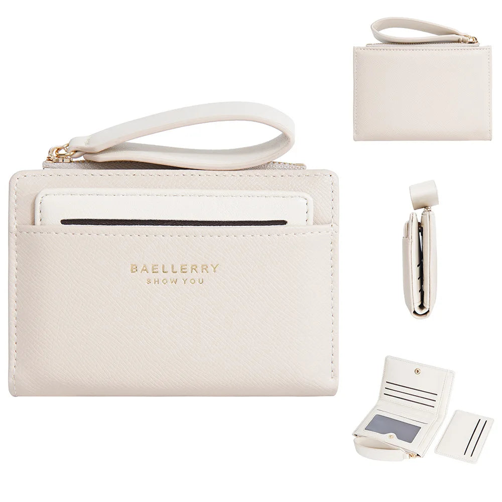 Portefeuille femme compact en cuir PU slim avec zip et porte-cartes multiple — photo 10