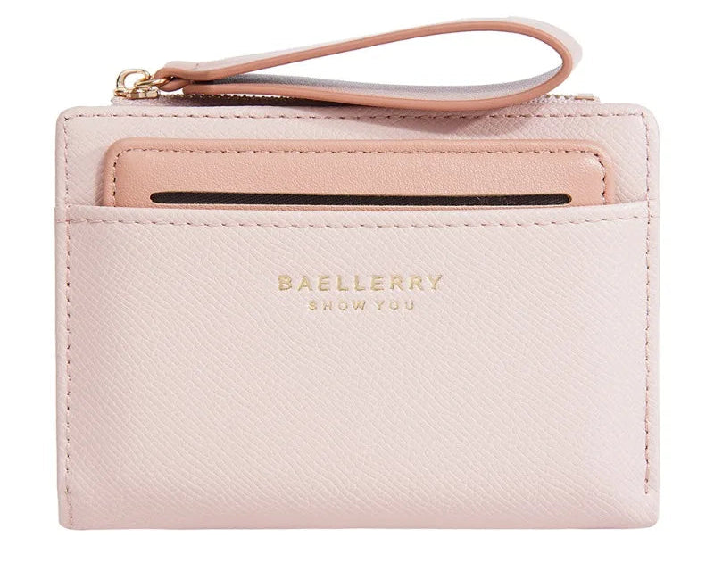Portefeuille femme compact en cuir PU slim avec zip et porte-cartes multiple — photo 2