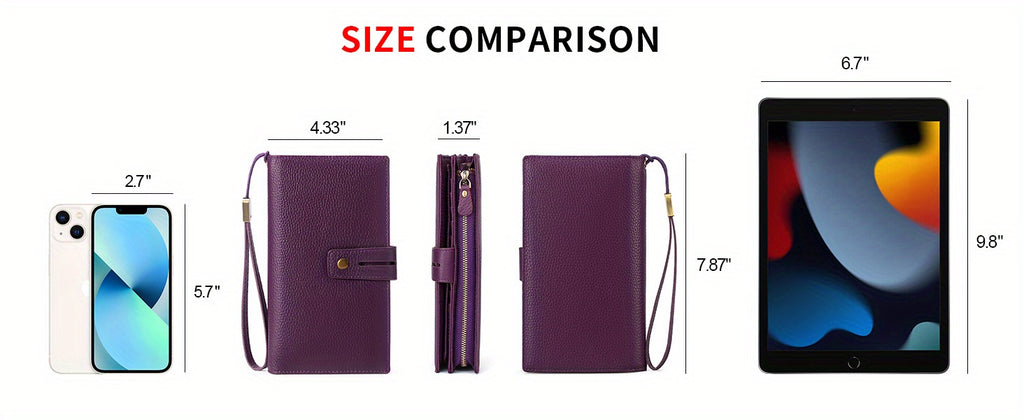 Portefeuille femme compagnon en cuir anti-RFID 17 cartes