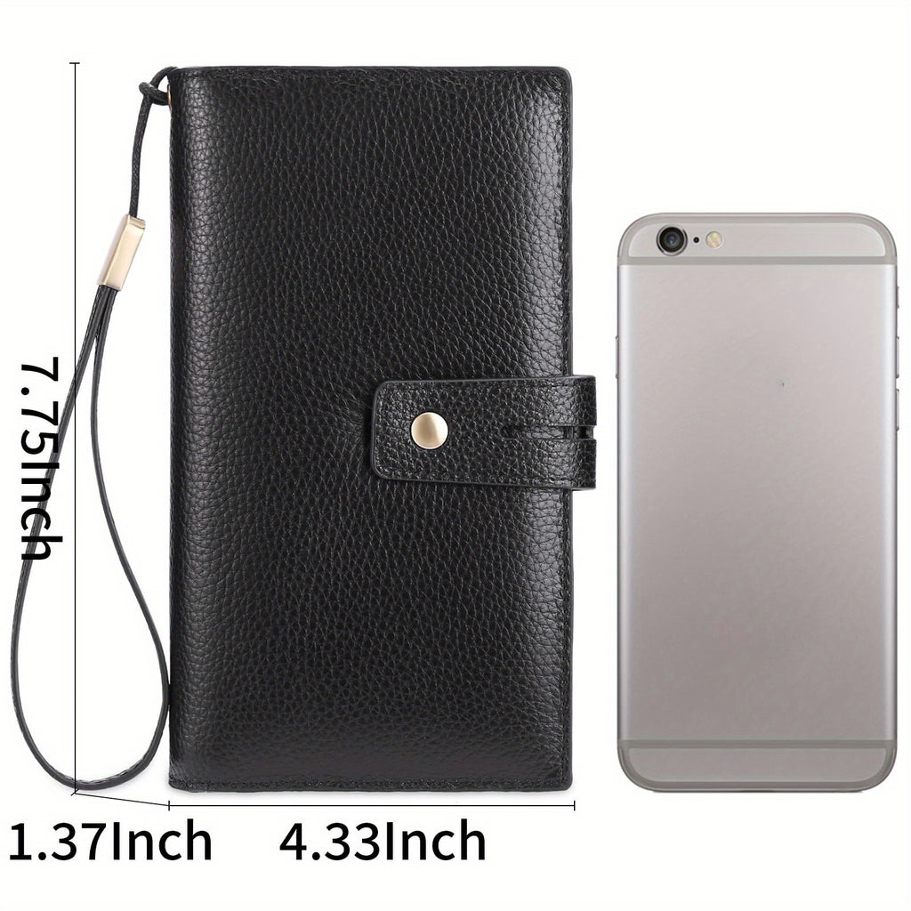 Portefeuille femme compagnon en cuir anti-RFID 17 cartes