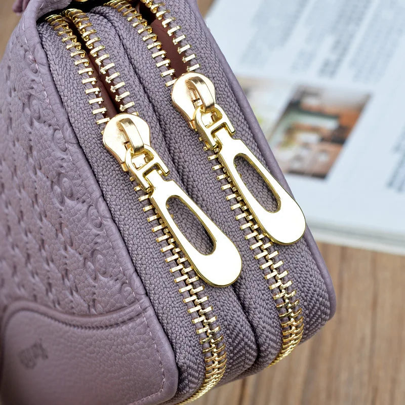 Portefeuille compagnon pour femme en cuir pu à double fermeture — photo 3
