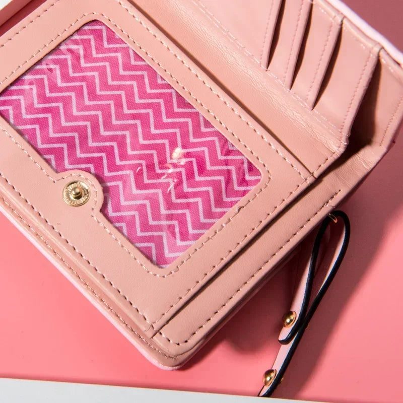 Portefeuille court pour femme motif chat en cuir PU avec porte-monnaie zippé — photo 2