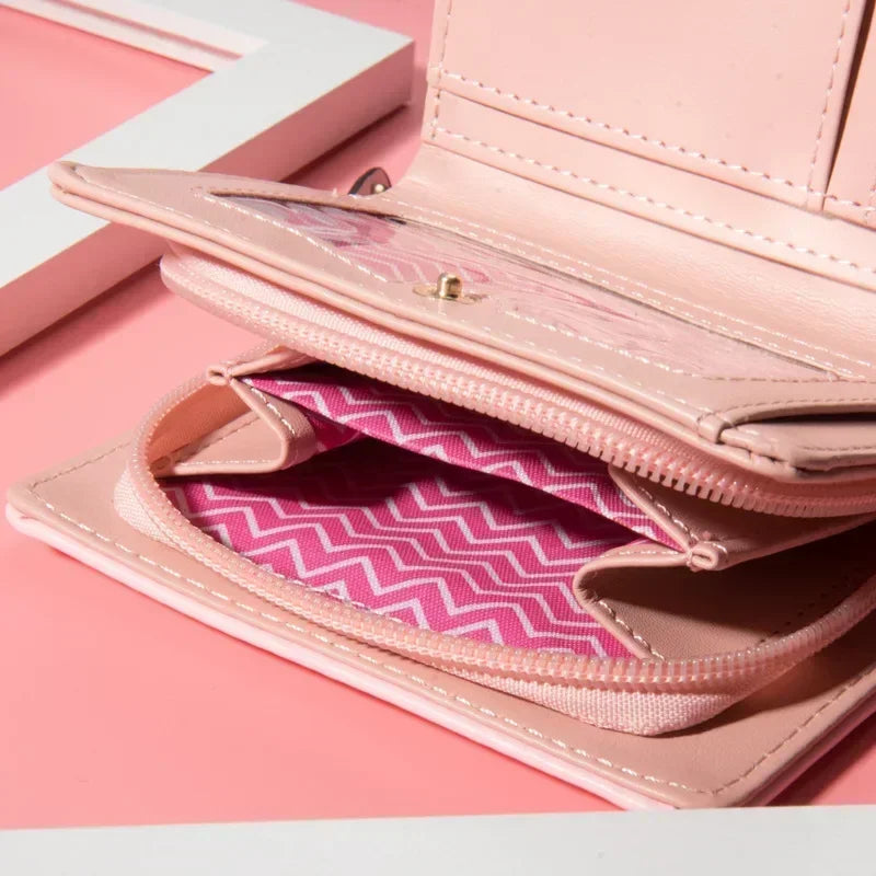 Portefeuille court pour femme motif chat en cuir PU avec porte-monnaie zippé — photo 3
