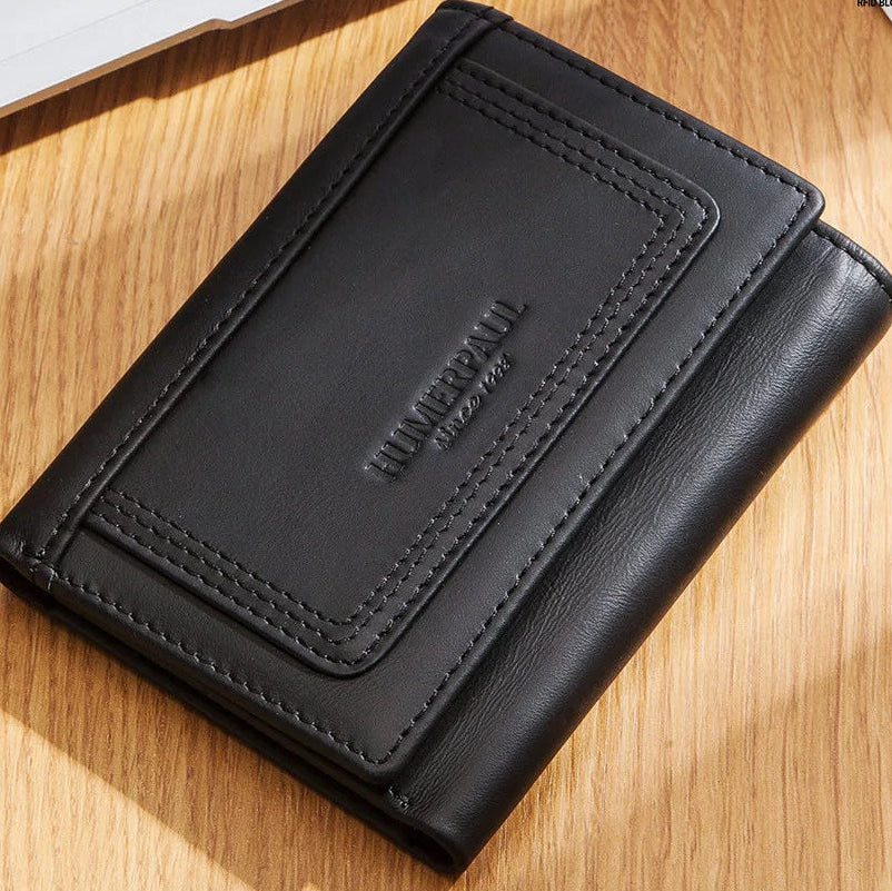 Portefeuille femme en cuir véritable compact avec porte-cartes et poche zippée — photo 6
