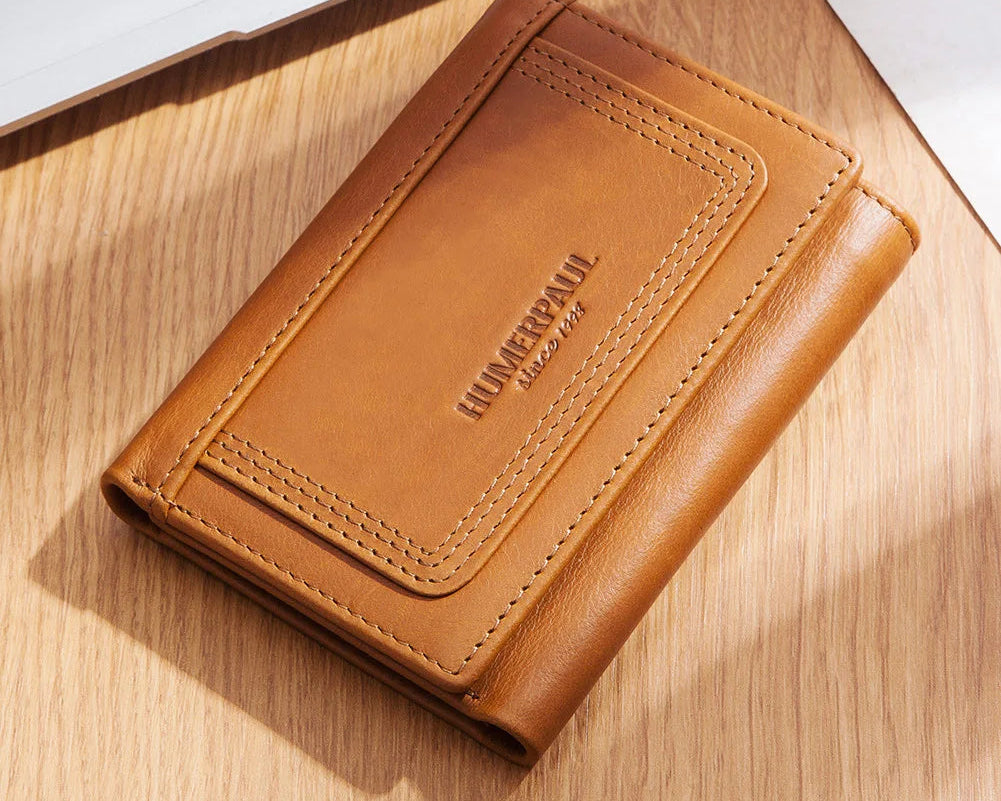 Portefeuille femme en cuir véritable compact avec porte-cartes et poche zippée — photo 7