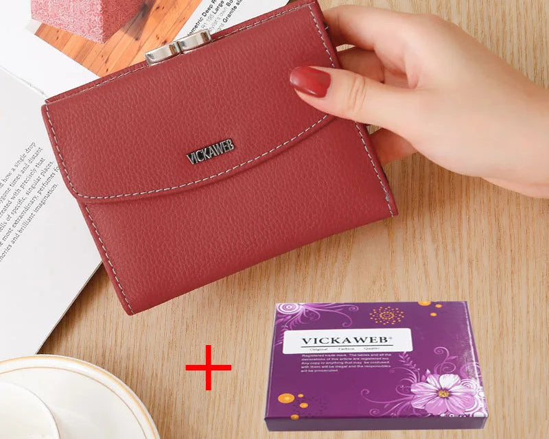 Portefeuille femme compact en cuir véritable à rabat avec porte-cartes intégré — photo 12