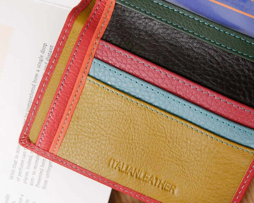 Portefeuille femme compact en cuir véritable à rabat avec porte-cartes intégré — photo 6