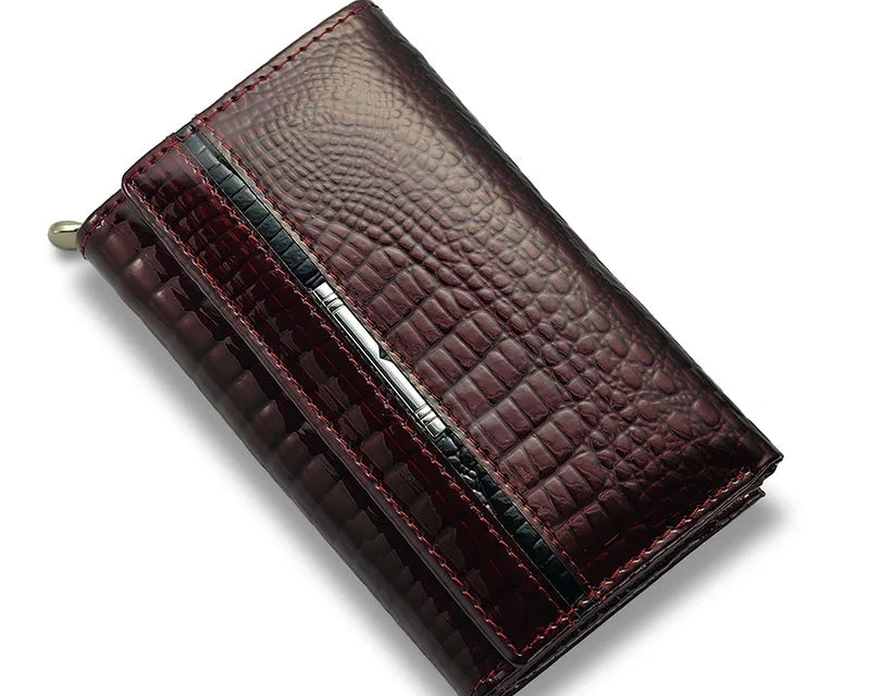 Portefeuille femme en cuir véritable avec protection zippée — photo 1