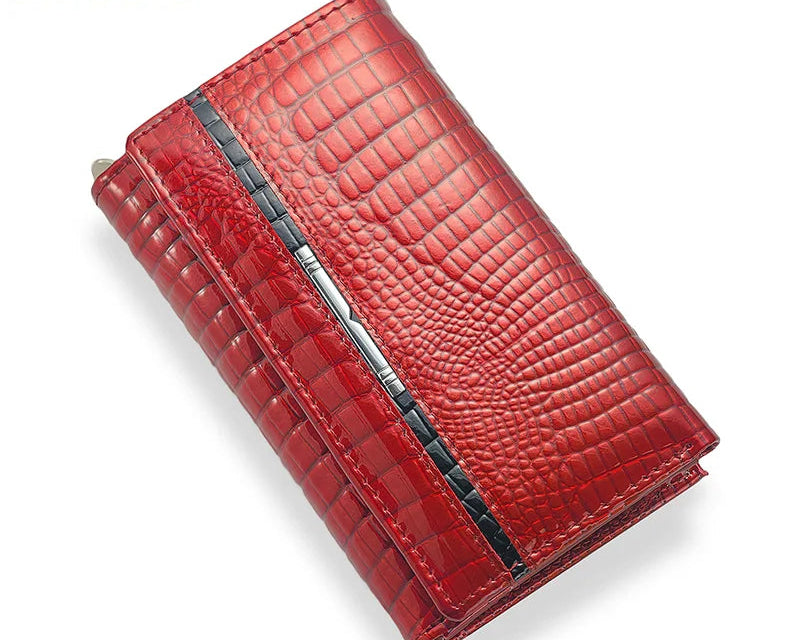 Portefeuille femme en cuir véritable avec protection zippée — photo 2 Image