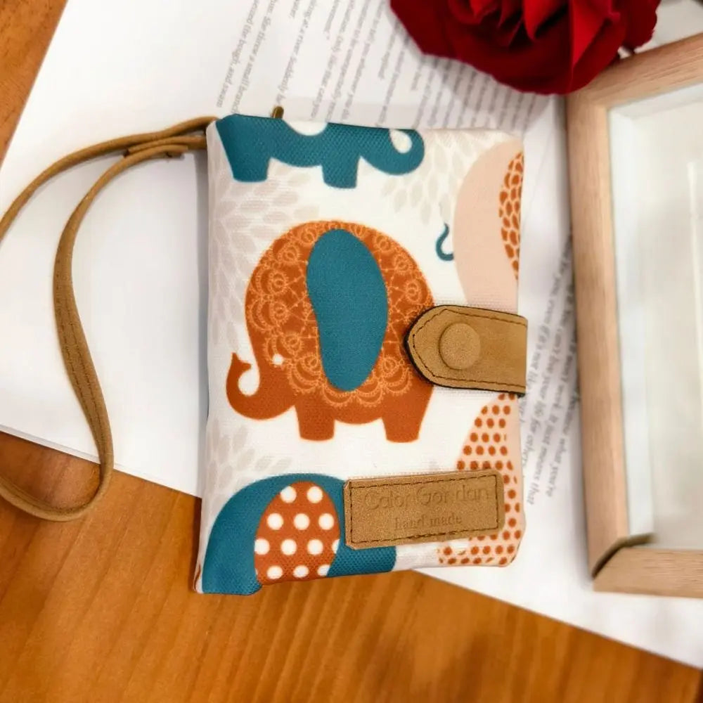 Portefeuille court femme en cuir PU imprimé floral avec zip et bouton pression — photo 8