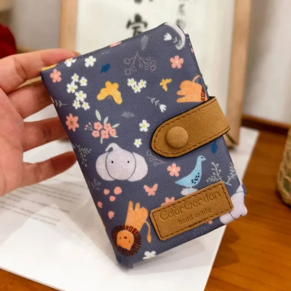 Portefeuille court femme en cuir PU imprimé floral avec zip et bouton pression — photo 9