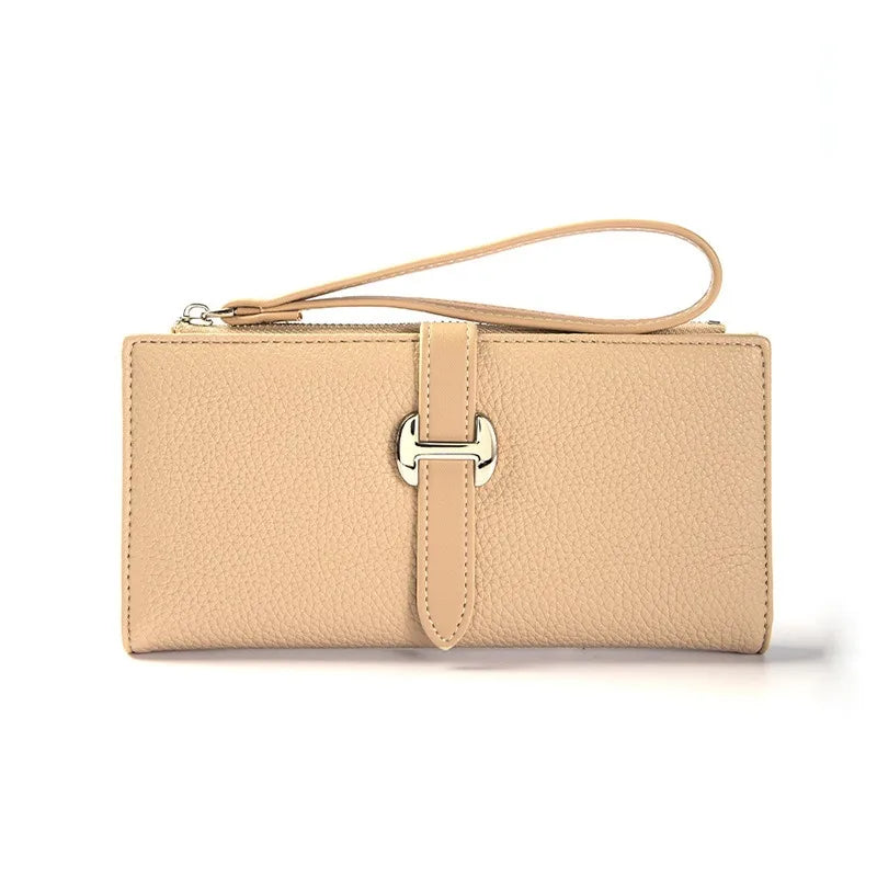 Portefeuille long femme en cuir PU avec dragonne et fermeture zippée élégante — photo 10