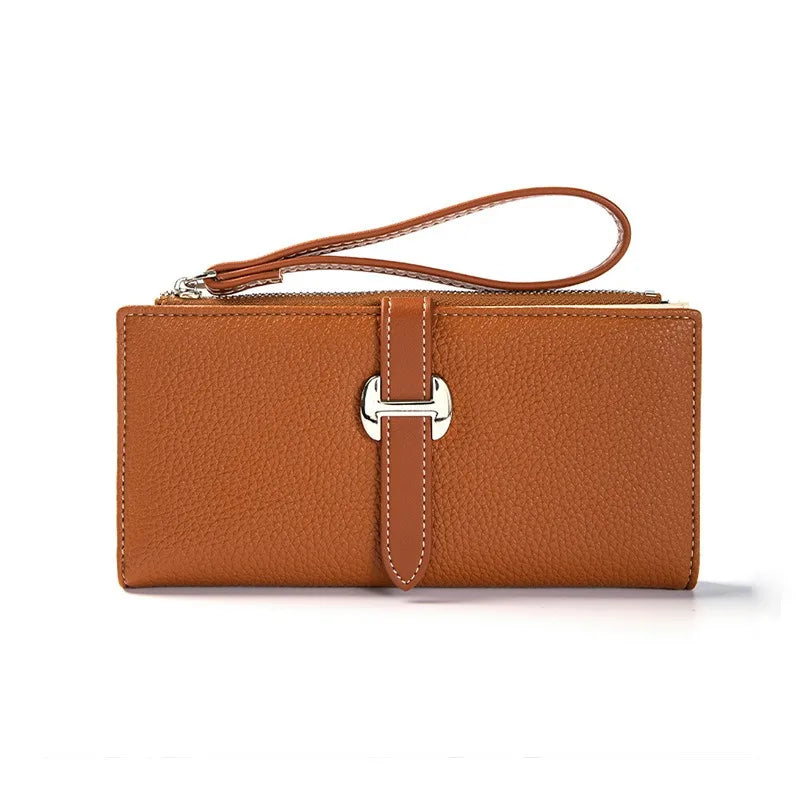 Portefeuille long femme en cuir PU avec dragonne et fermeture zippée élégante — photo 11