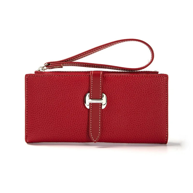 Portefeuille long femme en cuir PU avec dragonne et fermeture zippée élégante — photo 12 Image