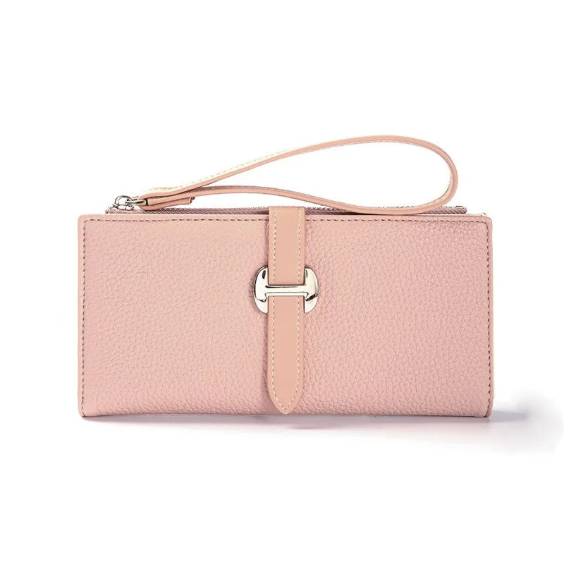Portefeuille long femme en cuir PU avec dragonne et fermeture zippée élégante — photo 7