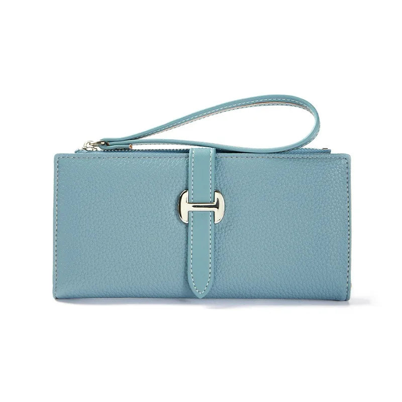Portefeuille long femme en cuir PU avec dragonne et fermeture zippée élégante — photo 8