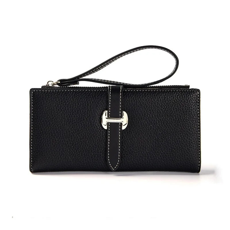 Portefeuille long femme en cuir PU avec dragonne et fermeture zippée élégante — photo 9