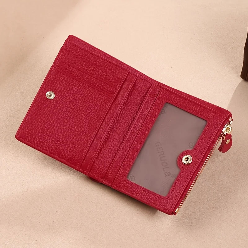 Portefeuille femme compact en cuir véritable RFID avec zip 2-en-1 porte-cartes et porte-monnaie — photo 4