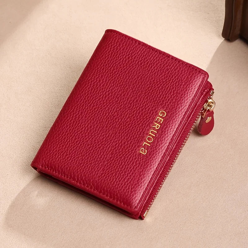 Portefeuille femme compact en cuir véritable RFID avec zip 2-en-1 porte-cartes et porte-monnaie — photo 5