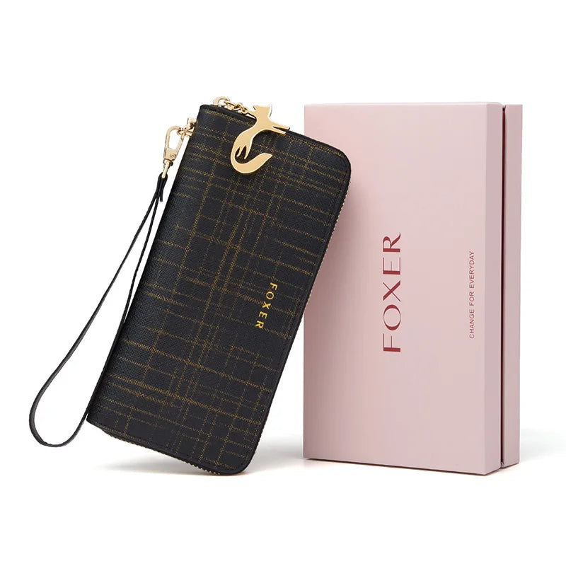 Portefeuille long femme en cuir véritable saffiano avec zip et dragonne grande capacité — photo 10