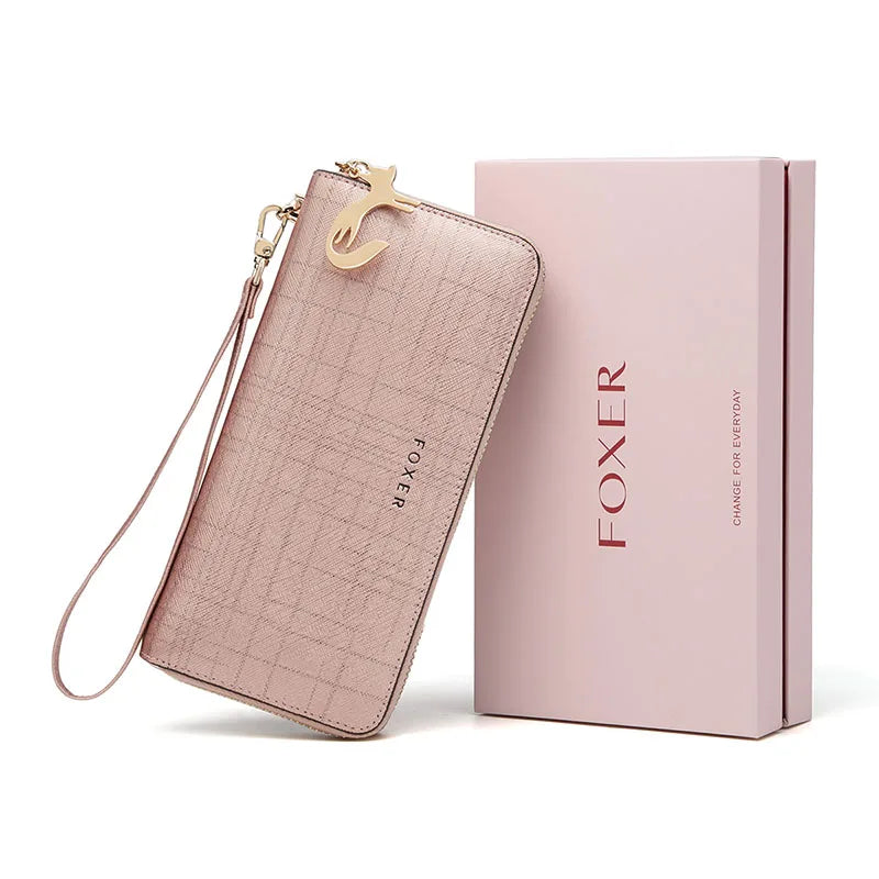 Portefeuille long femme en cuir véritable saffiano avec zip et dragonne grande capacité — photo 2