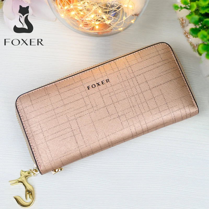 Portefeuille long femme en cuir véritable saffiano avec zip et dragonne grande capacité — photo 5