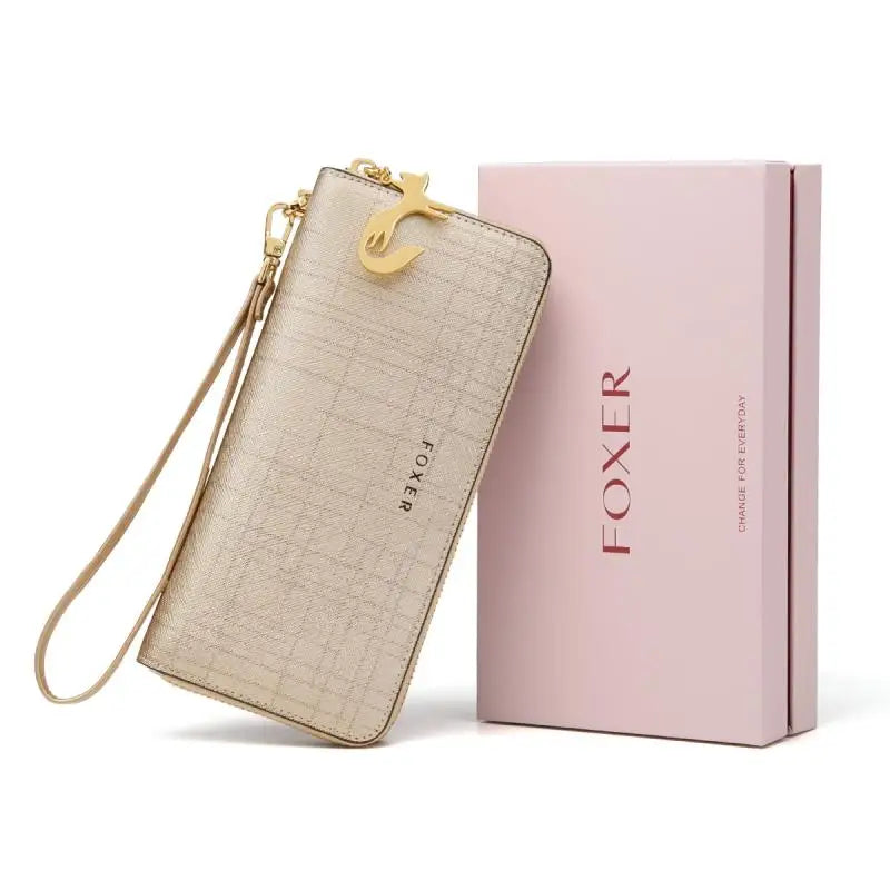 Portefeuille long femme en cuir véritable saffiano avec zip et dragonne grande capacité — photo 9