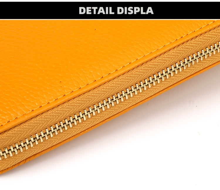 Portefeuille femme long cuir souple vert, 8 fentes cartes