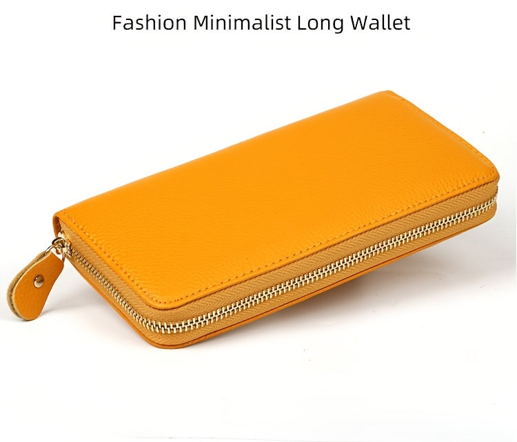 Portefeuille femme long cuir souple vert, 8 fentes cartes