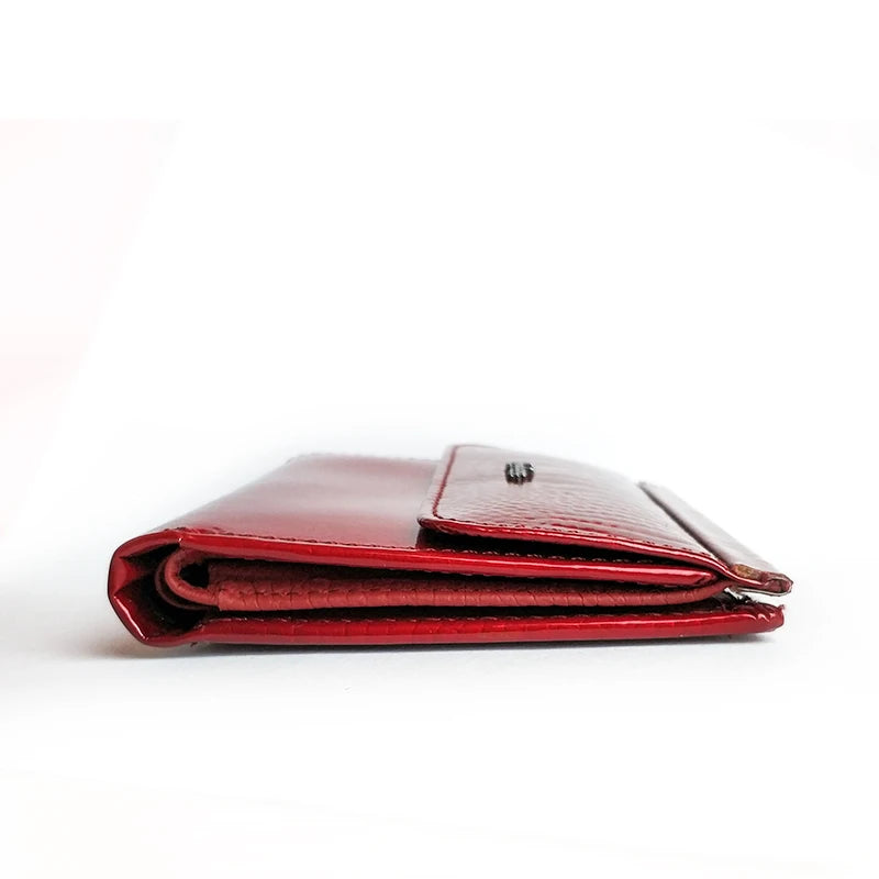 Portefeuille femme compact en cuir véritable motif crocodile avec bouton pression élégant — photo 2