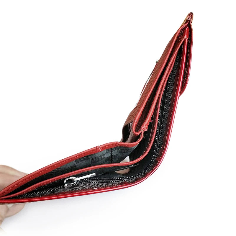 Portefeuille femme compact en cuir véritable motif crocodile avec bouton pression élégant — photo 4