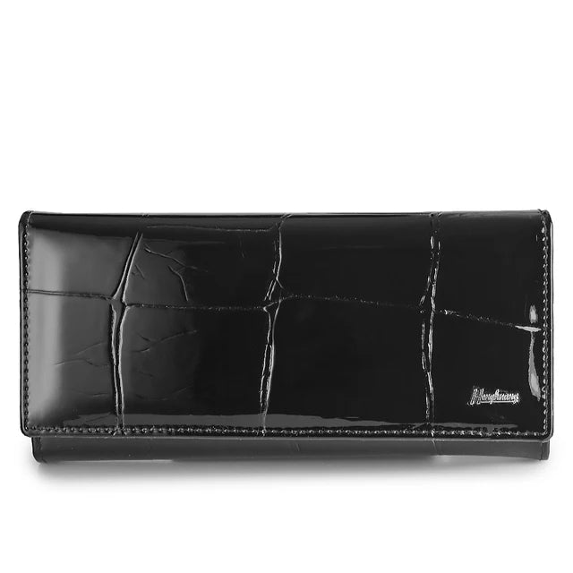 Portefeuille long en cuir véritable effet crocodile pour femme — photo 10