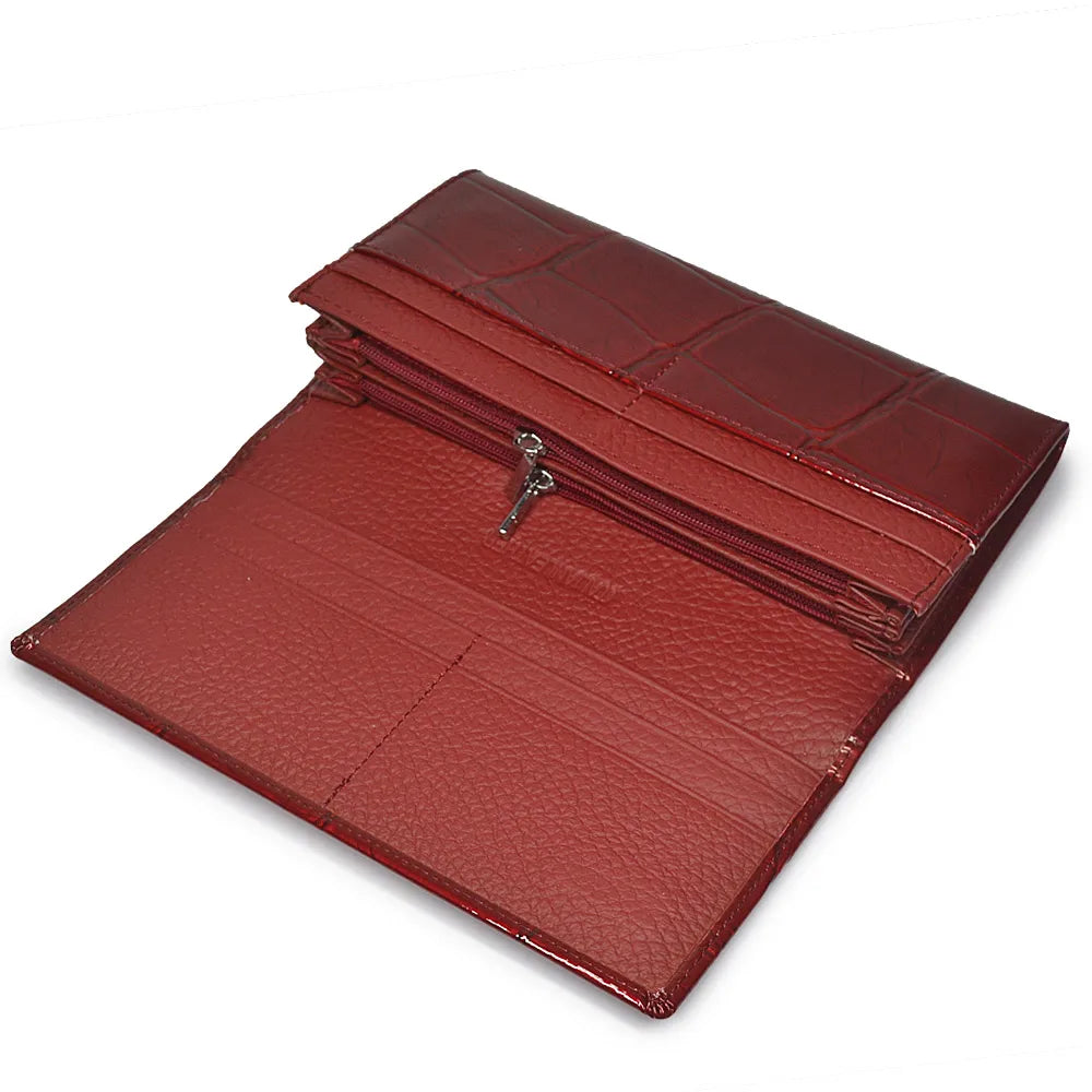Portefeuille long en cuir véritable effet crocodile pour femme — photo 2