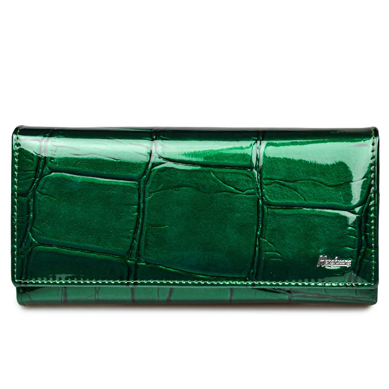 Portefeuille long en cuir véritable effet crocodile pour femme — photo 3