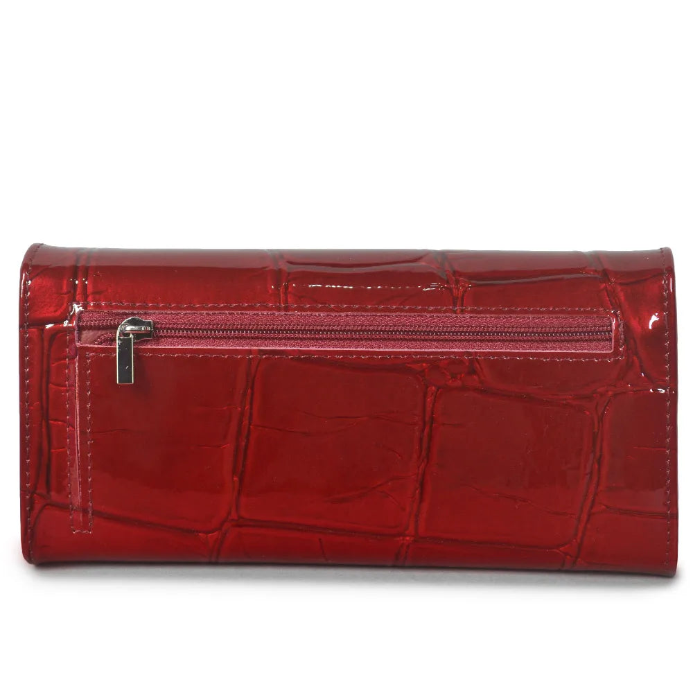Portefeuille long en cuir véritable effet crocodile pour femme — photo 7