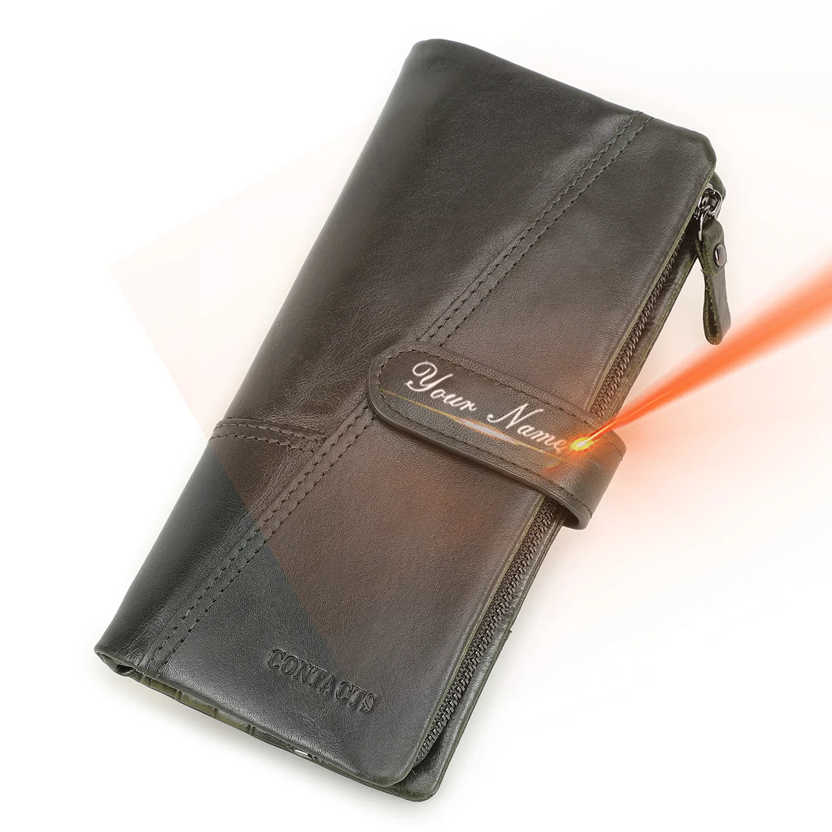 Portefeuille long en cuir véritable de vachette avec gravure personnalisée pour femme — photo 11