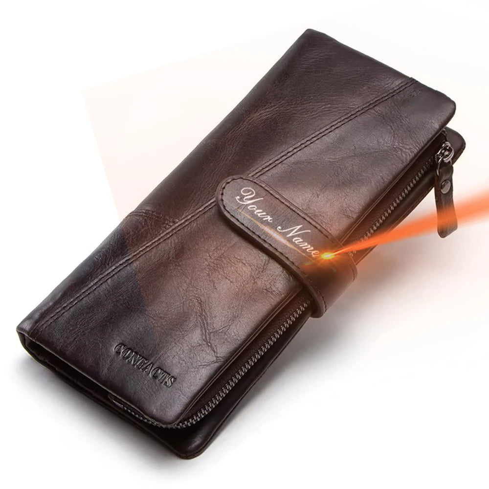 Portefeuille long en cuir véritable de vachette avec gravure personnalisée pour femme — photo 12