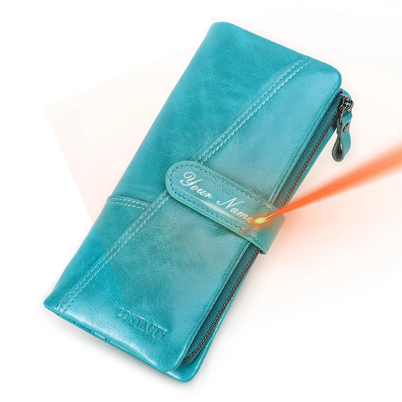 Portefeuille long en cuir véritable de vachette avec gravure personnalisée pour femme — photo 14