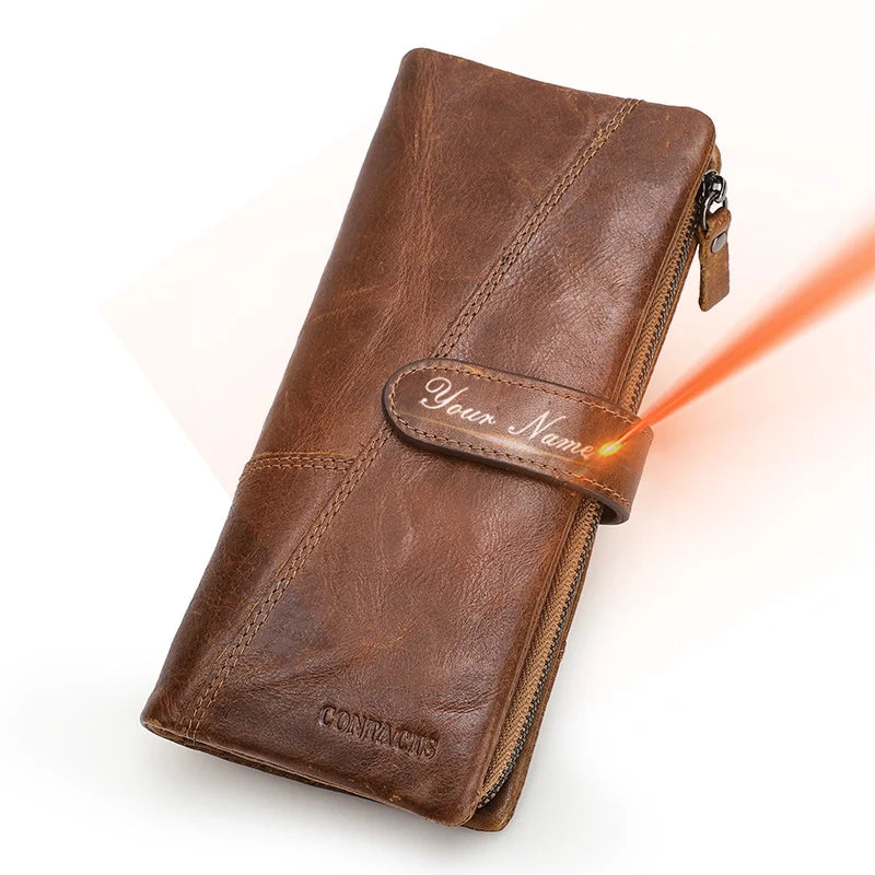 Portefeuille long en cuir véritable de vachette avec gravure personnalisée pour femme — photo 15