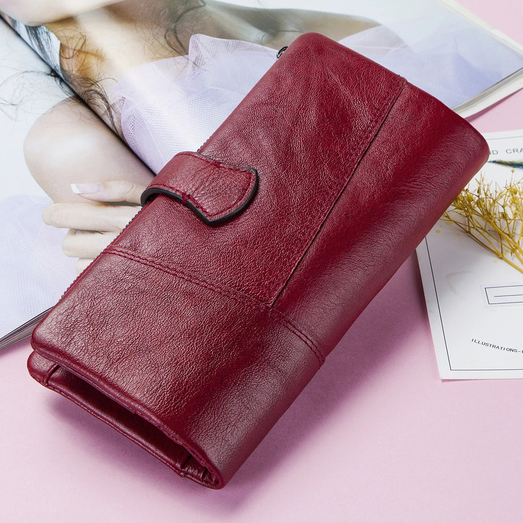 Portefeuille long en cuir véritable de vachette avec gravure personnalisée pour femme — photo 2