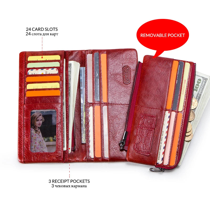 Portefeuille long en cuir véritable de vachette avec gravure personnalisée pour femme — photo 4