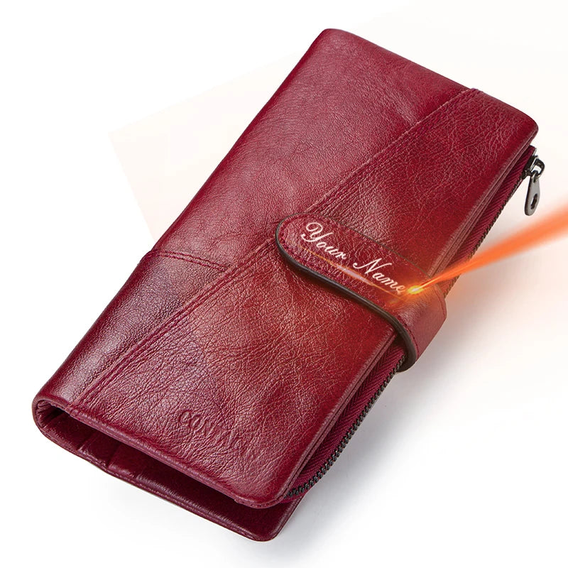 Portefeuille long en cuir véritable de vachette avec gravure personnalisée pour femme — photo 7