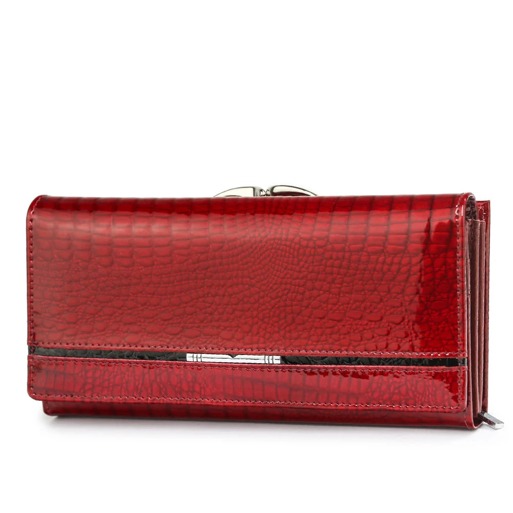 Portefeuille long en cuir de vachette effet alligator pour femme — photo 2