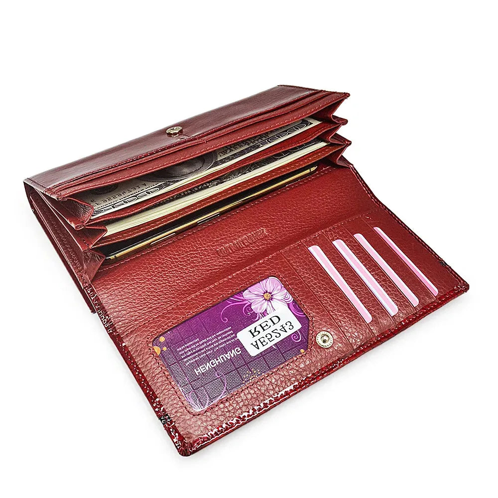 Portefeuille long en cuir de vachette effet alligator pour femme — photo 3