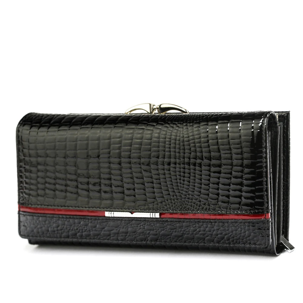 Portefeuille long en cuir de vachette effet alligator pour femme — photo 9 Image
