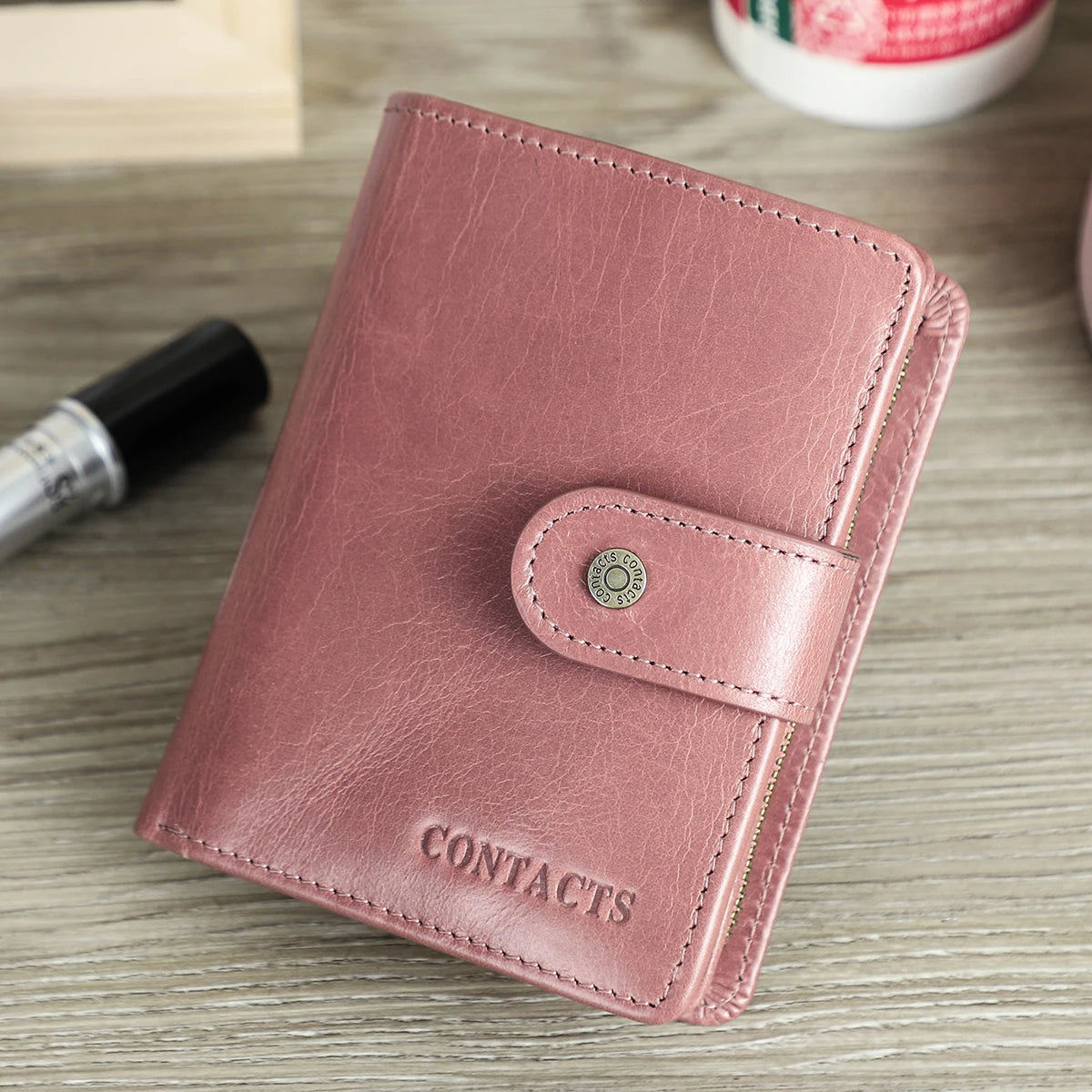 Portefeuille femme en cuir véritable avec protection RFID et porte-monnaie — photo 1