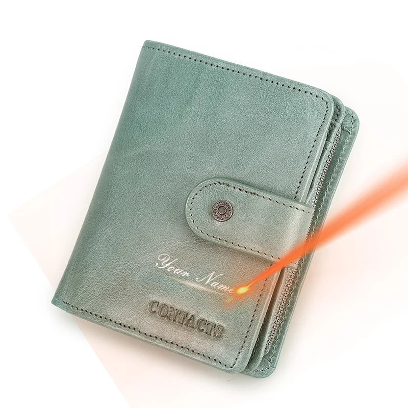 Portefeuille femme en cuir véritable avec protection RFID et porte-monnaie — photo 14