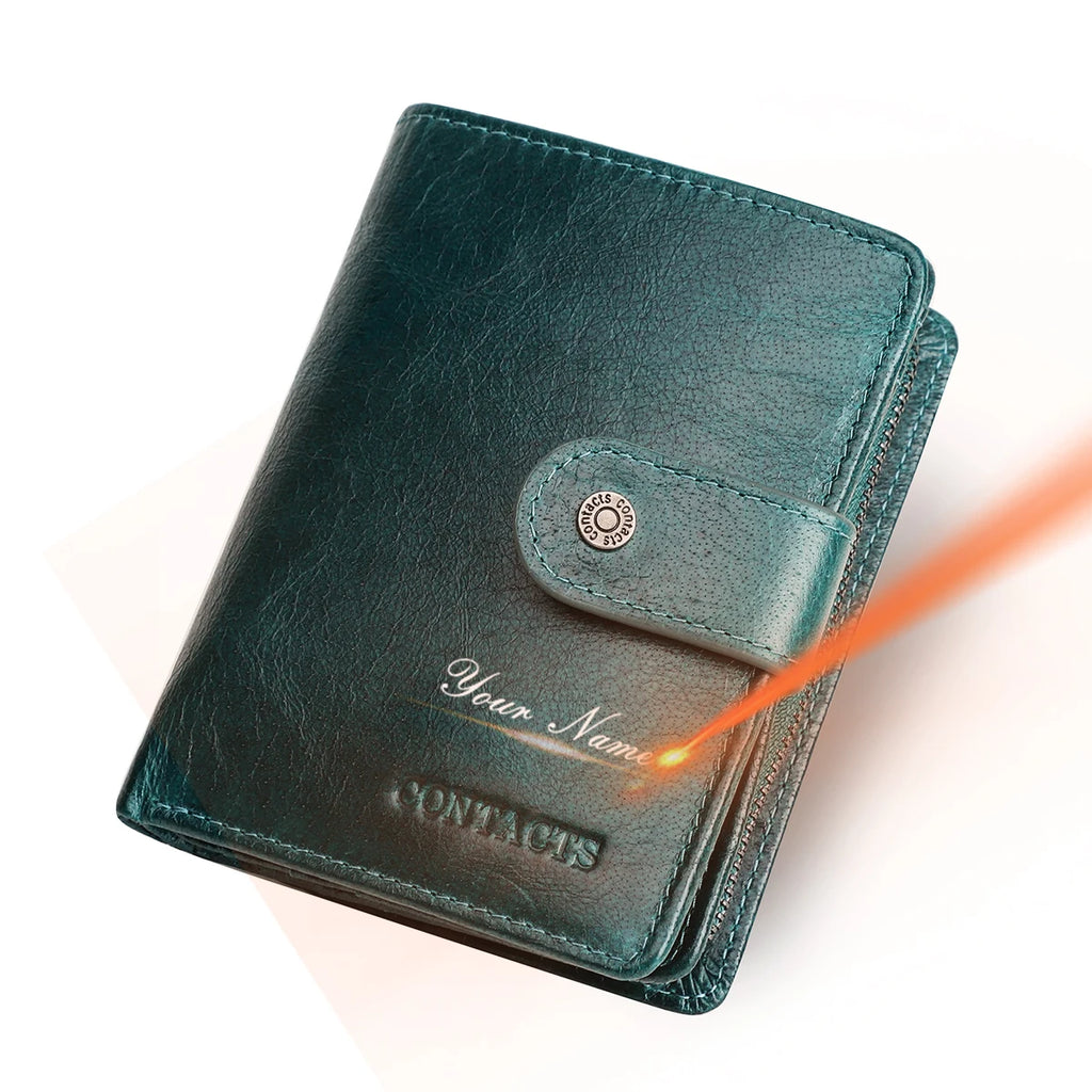 Portefeuille femme en cuir véritable avec protection RFID et porte-monnaie — photo 16