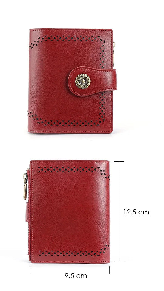 Portefeuille court en cuir véritable pour femme avec protection RFID et style tournesol — photo 4